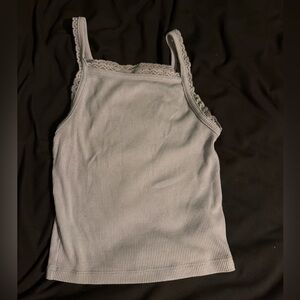 American Eagle Outfitters Lace Trim Ribbed Camisole - Light Gray/Bluish